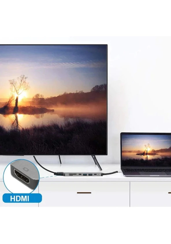 TYPE C TO PD+SSX2+HDTV+TYPE C+SD+TF ÇEVİRİCİ ADAPTER 7 PORT KL-SG02 - Resim 3