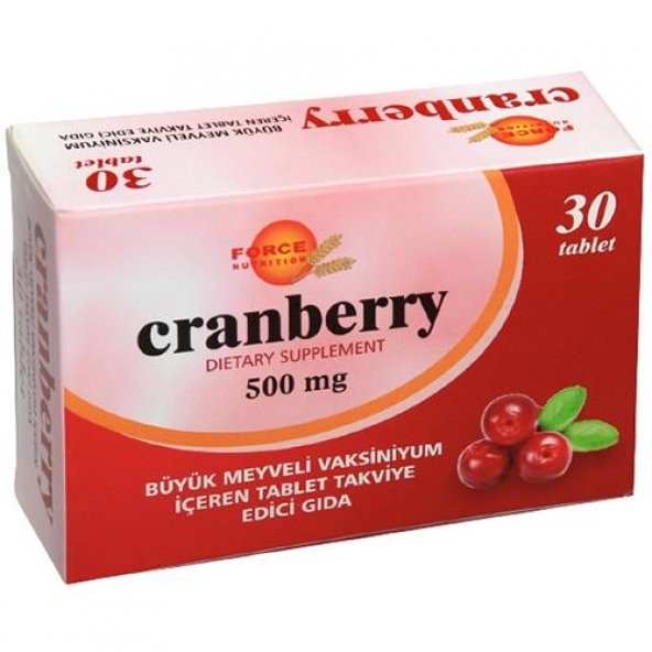 Force Nutrition Cranberry 500 Mg 30 Tablet Büyük Meyveli Vaksiniyum