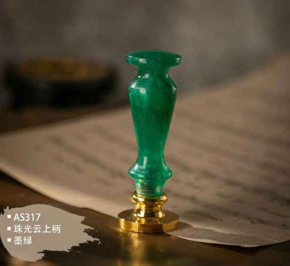 Davetiye Mum Mühürü Uygulama Seti El Yapımı Akrilik Yeşil Renk - Resim 6