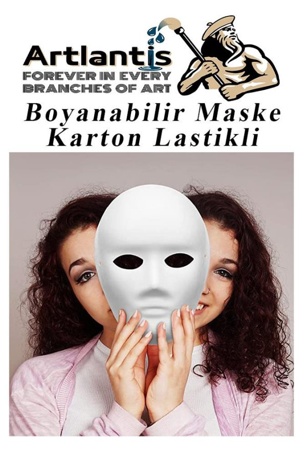 Maske Boyama Seti 1 Adet Boyanabilir Maske Karton Lastikli İnsan Yüzü Suratı Okul Sınıf Etkinlikleri Hobi 19x24 cm - 5