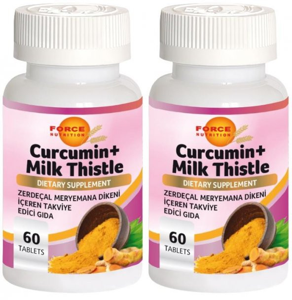 Force Nutrition Curcumin Milk Thistle 2x60 Tablet Kurkumin Zerdeçal Meryemana Dikeni