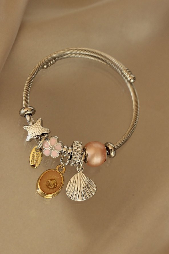 Deniz Kabuğu Tasarımlı Charm Bilezik - Bj-bb3544