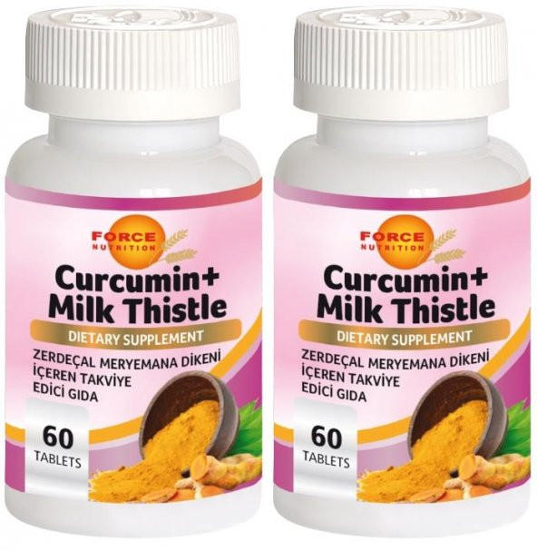 Force Nutrition Kurkumin Zerdeçal Meryemana Dikeni 2x60 Tablet Curcumin Milk Thistle
