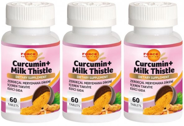 Force Nutrition Curcumin Milk Thistle 3x60 Tablet Kurkumin Zerdeçal Meryemana Dikeni