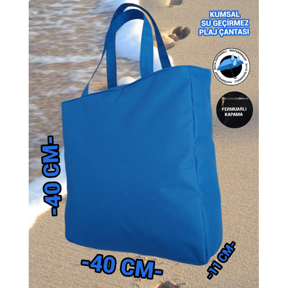 SEVBAGS SU GEÇİRMEZ PLAJ ÇANTASI KUMSAL 40X40 - 3