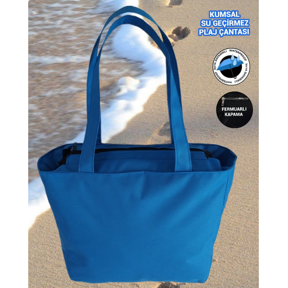 SEVBAGS SU GEÇİRMEZ PLAJ ÇANTASI KUMSAL 40X40 - 5