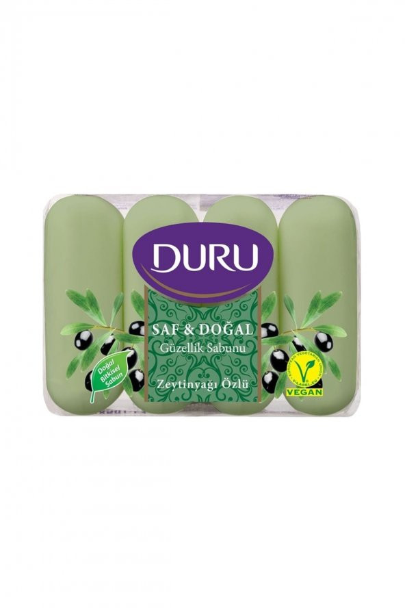 DURU SAF DOĞAL ZEYTİNYAĞI ÖZLÜ SABUN VEGAN 4*70 GR