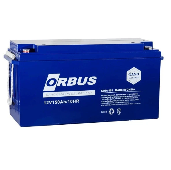 12 VOLT 150 AMPER JEL AKÜ ORBUS-ÖLÇÜLER-483X170X240-43 KG