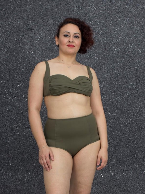 Truva Xxl Büyük Beden Kadın Giyim Yüksek Bel Bikini Renkli B010 - 1