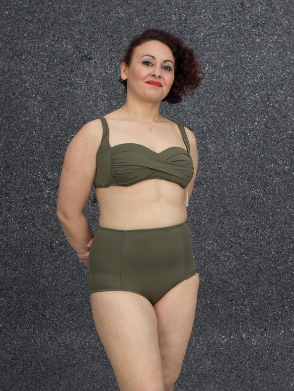 Truva Xxl Büyük Beden Kadın Giyim Yüksek Bel Bikini Renkli B010 - 2