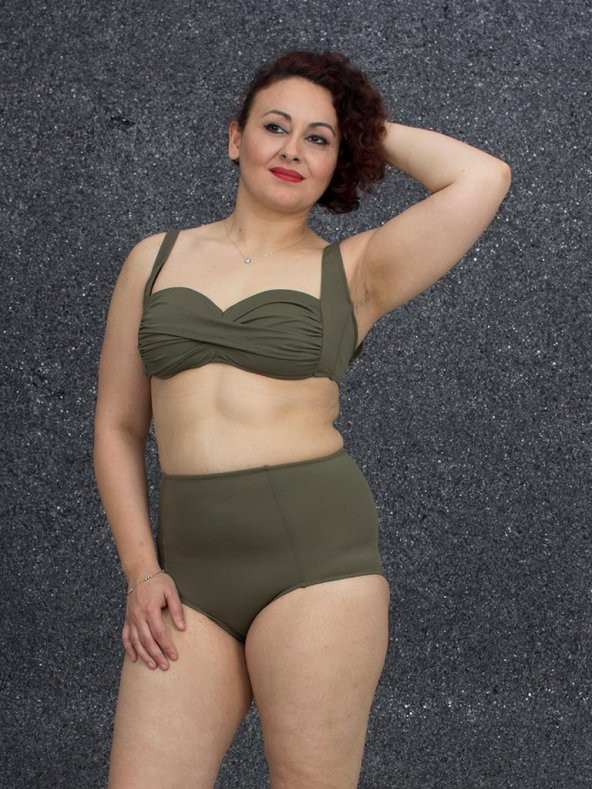 Truva Xxl Büyük Beden Kadın Giyim Yüksek Bel Bikini Renkli B010 - 5