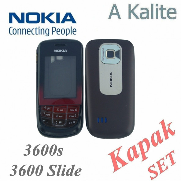 Nokia 3600s Kapak Nokia 3600 Slide uyumlu Siyah Renk Ön Kapak Arka Kapak Tuş Takımı