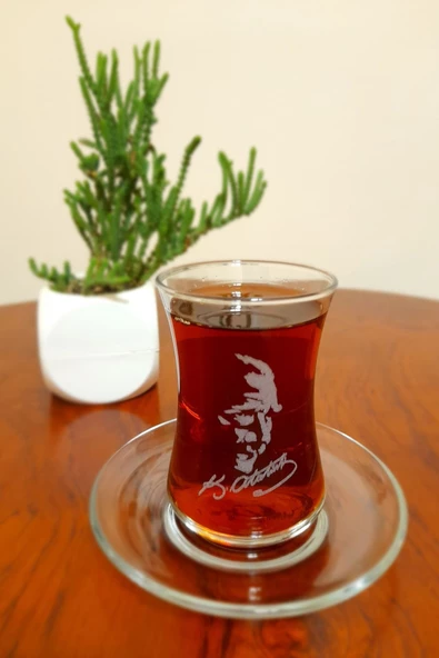 Atatürk Işlemeli 6lı Çay Seti 155 Cc