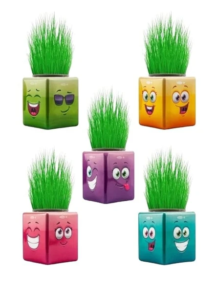 BamBamToys 64 Adet Karışık 3 Tarafı Emojili Küp Çim Adamlar Okul Ve Okul Öncesi Hediyelik Çim Adam