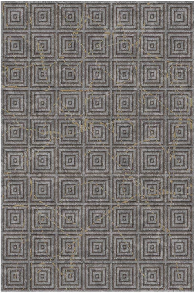 Modern Desen Pamuk Taban Yıkanabilir Dekoratif Halı  ANTRASİT 160X230