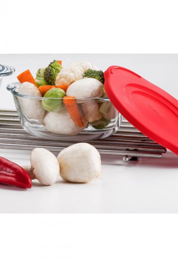 Borcam Yuvarlak Tencere Kırmızı Kapaklı 4 Adet - 840cc - 2