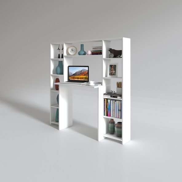 Kenzlife bilgisayar çalışma masası senna byz 140*130*20 kitaplıklı ofis sekreter laptop - 2