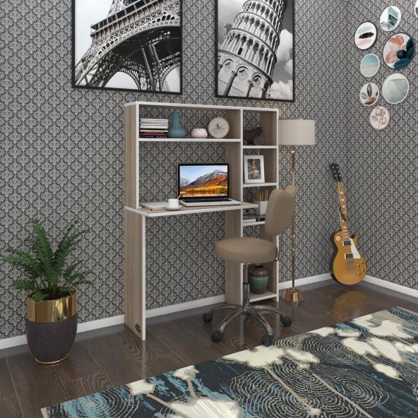 Kenzlife bilgisayar çalışma masası prost crd 140*100*20 kitaplık sağda ofis sekreter laptop ürün görseli