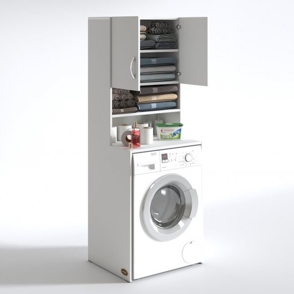 Kenzlife çamaşır makinesi dolabı hayzummdf byz 180*066*55  100 mdf full mdf banyo kiler çift kapaklı arkalıklı - 2