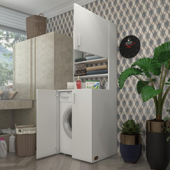 Kenzlife çamaşır makinesi dolabı kasparovmdf byz 180*066*55-20  100 mdf full mdf banyo kapaklı arkalıksız
