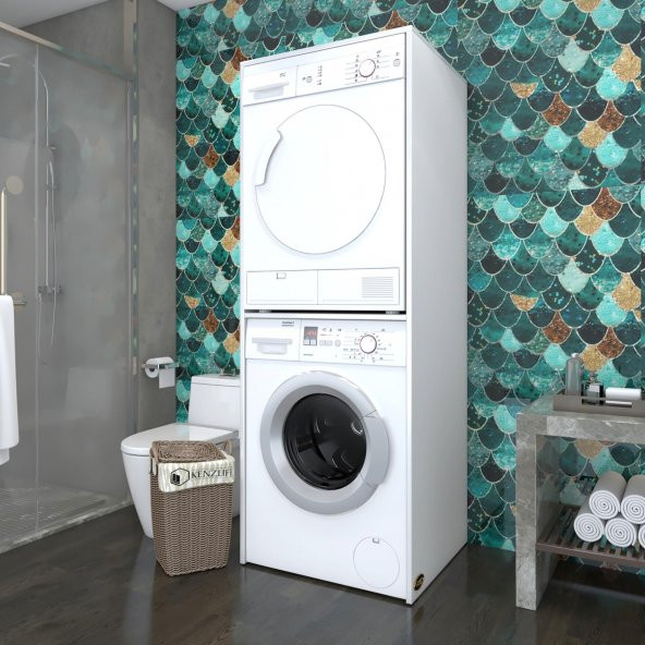Kenzlife çamaşır-kurutma makinesi dolabı evgeniyamdf byz 180*70*60  100 mdf full mdf banyo çift katlı kapaksız arkalıksız