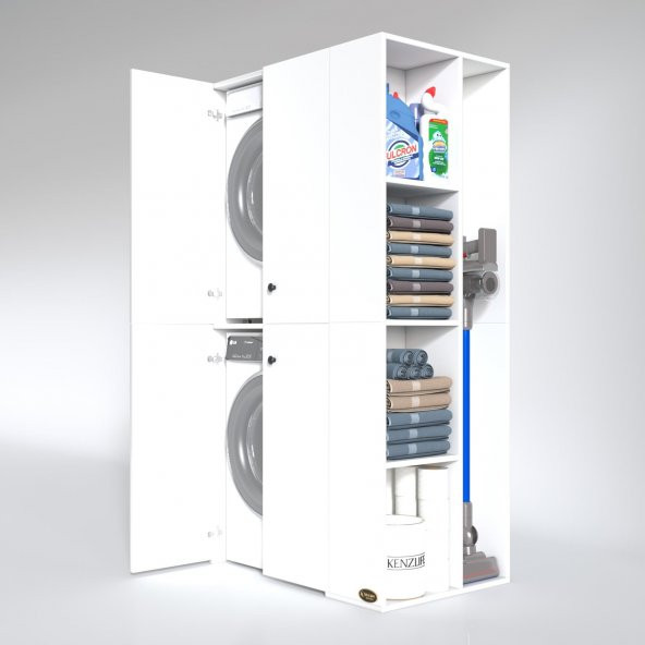 Kenzlife çamaşır-kurutma makinesi dolabı kapaklı fokamdf byz 18009060  100 mdf full mdf banyo arkalıksız - 2