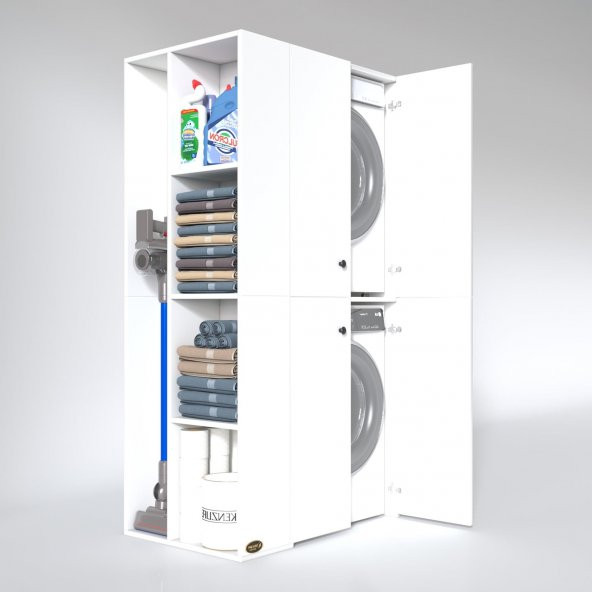 Kenzlife çamaşır-kurutma makinesi dolabı kapaklı fokamdf sol byz 180*090*60  100 mdf full mdf banyo arkalıksız - 2
