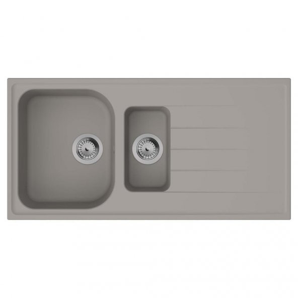 Hansgrohe S520-F525 Ankastre Granit Eviye 980/480 otomatik gider seti ile Beton Grisi