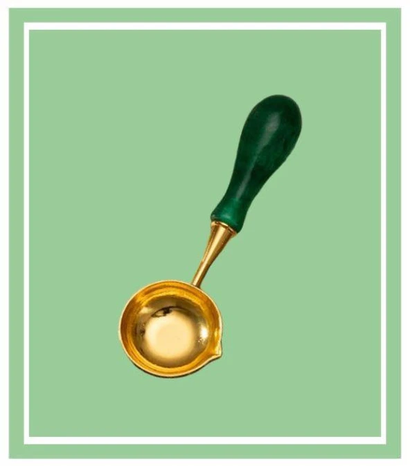 Davetiye Mum Mühürü Eritme Kaşığı El Yapımı Akrilik Saplı Yeşil Renk - 4