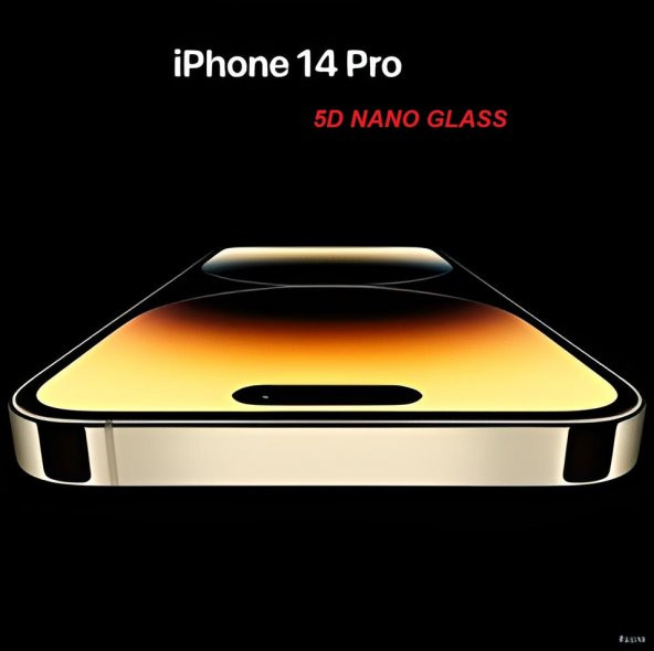 Apple iPhone 14 Pro Tam Kaplayan 5D NANO GLASS Ekran Koruyucu Kırılmaz Cam  (Kenarlıklı)