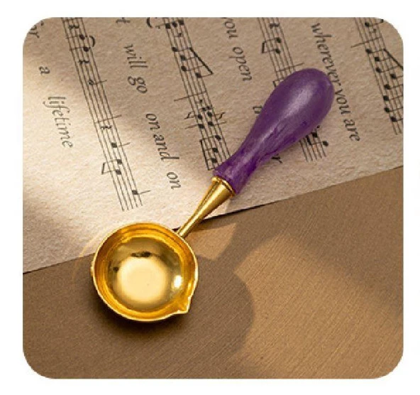 Davetiye Mum Mühürü Eritme Kaşığı El Yapımı Akrilik Saplı Füme Renk - Resim 2