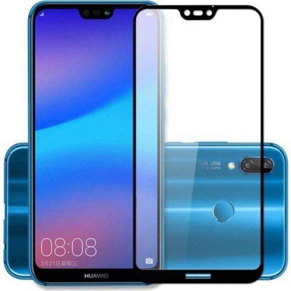 Huawei P20 Lite Kırılmaz Cam Tam Kaplayan Ekran Koruyucu - Siyah