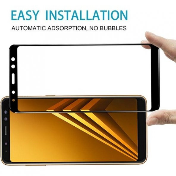 Galaxy A8 Plus 2018 Kırılmaz Cam Tam Kaplayan Ekran Koruyucu - Siyah