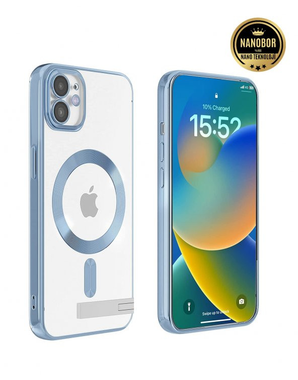 İPhone 11 Uyumlu (KÖŞELİ 12 GÖRÜNÜMLÜ) Magsafe Uyumlu ( Kamerası Lensli) Kablosuz Hızlı Şarj Uyumlu