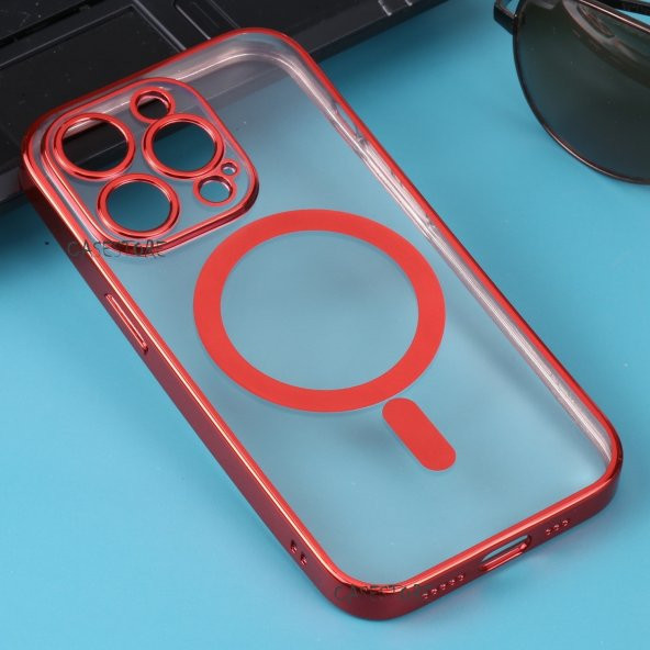 İphone 14 Plus Şeffaf-Renkli Magnetic Şarjlı Koruyucu Kılıf