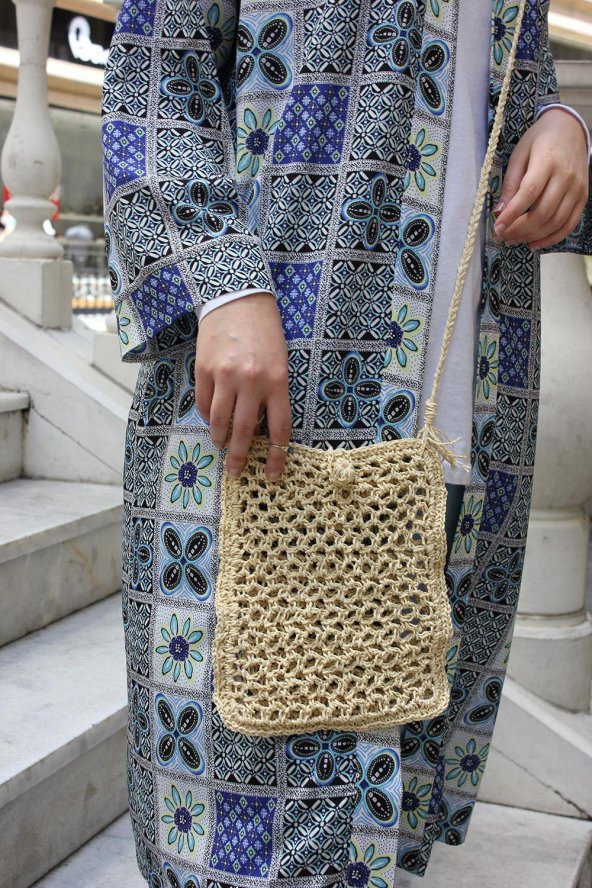 El Örgüsü Hasır Askılı Çanta - 2