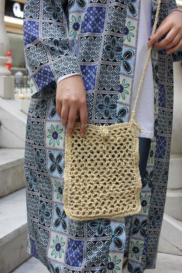 El Örgüsü Hasır Askılı Çanta - 3