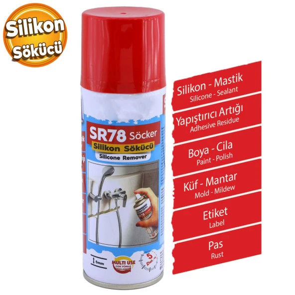 Sr78 Silikon Sökücü Yapışkan Etiket Temizleyici Boya Küf Mantar Pas Temizleyici Sprey 200 ml