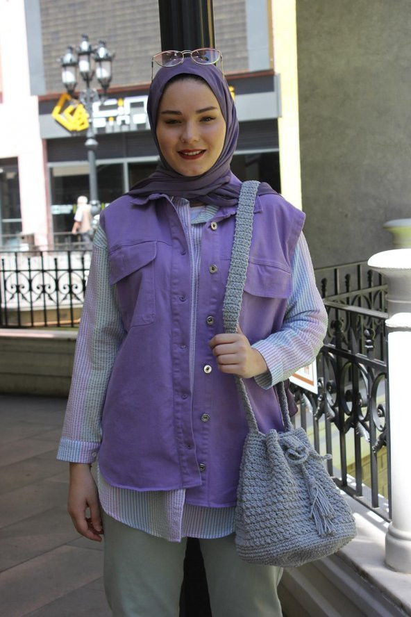 El örgüsü Makrome Gri Çanta