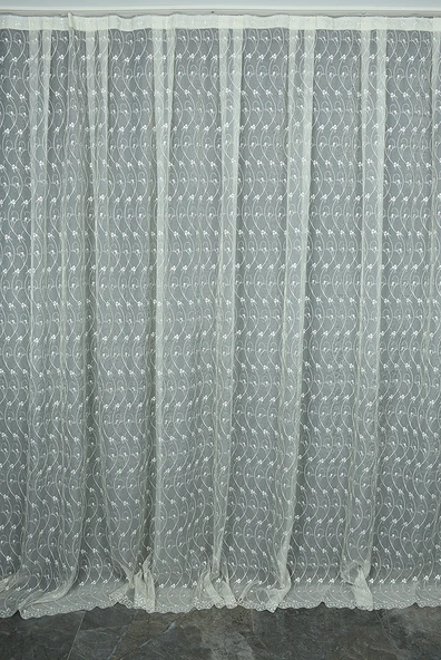 BRODE ZİNCİR KREM RENK TEK KANAT Hazır dikilmiş Pileli Fon Perde 300*260 cm ürün görseli 1