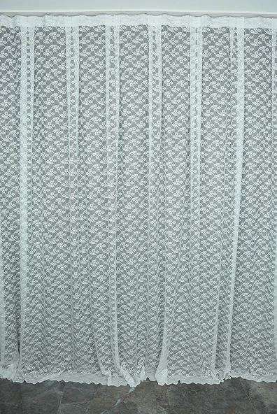 ÇİÇEK MODEL KIRIK BEYAZ RENK TEK KANAT Hazır dikilmiş Pileli Fon Perde 300*260 cm - Resim 2