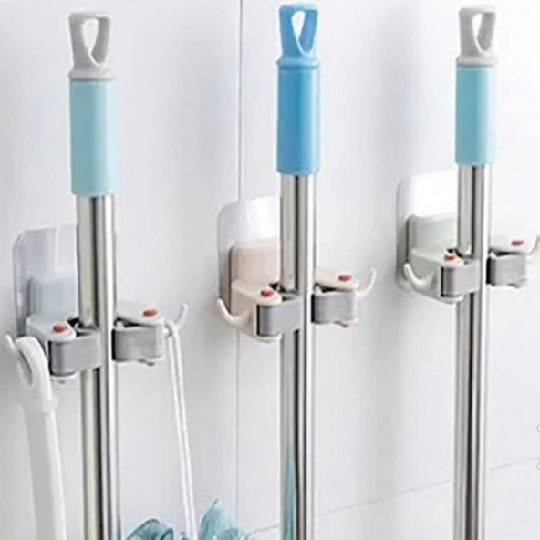 3'lü Paspas Süpürge Fırça Ve Mop Askısı Sap Tutucu Mutfak Banyo Askı Plastik Eşya - 4