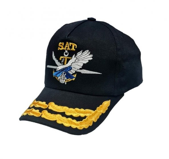 SAT ŞAPKA SİYAH DEFNE DALI İŞLEMELİ BAYRAKLI - 2