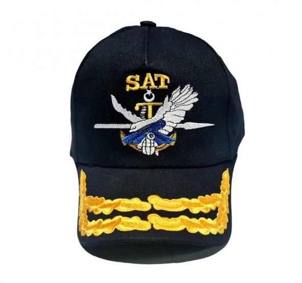 SAT ŞAPKA SİYAH DEFNE DALI İŞLEMELİ BAYRAKLI - 3