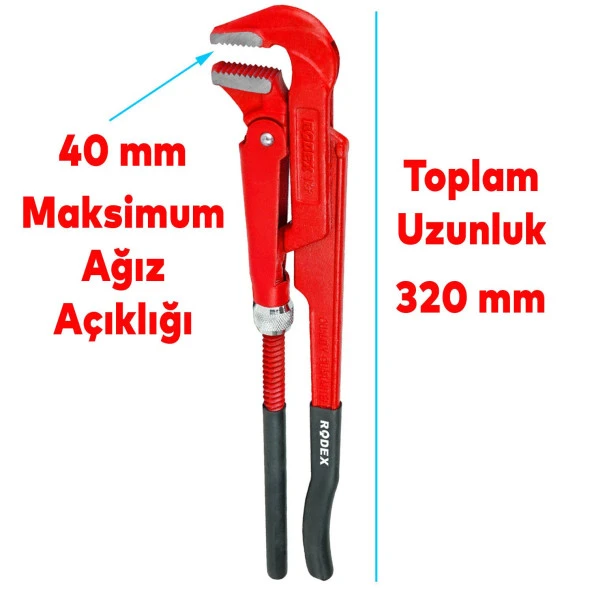 Rodex Boru Anahtarı Maşalı Boru Anahtarı 1" 40 mm - 2