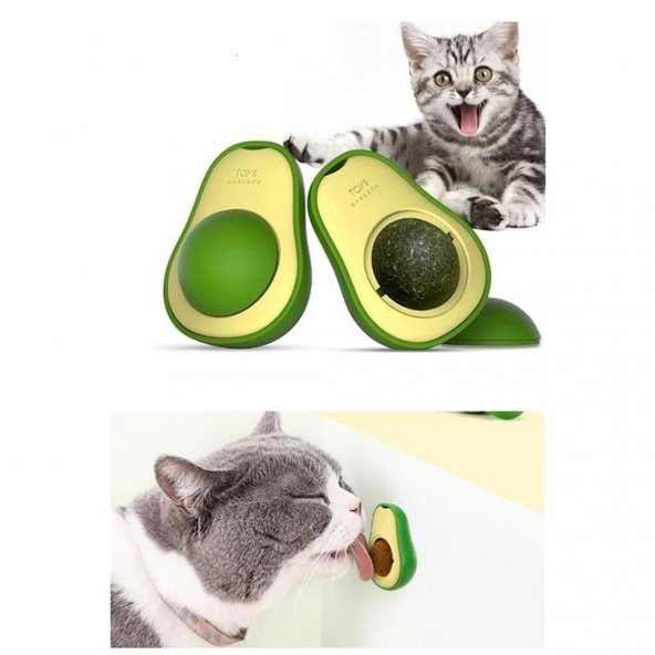 Avokado Tasarımlı Kedi Yalama Topu Kedi Otlu Ödül Topu