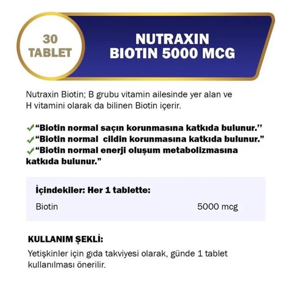 Nutraxin Biotin 5000 mcg 30 Tablet - 2