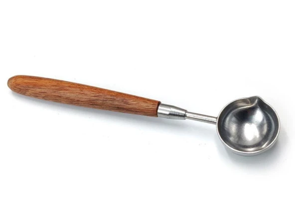 Ahşap Sap Mum Mühürü Eritme Kaşığı Paslanmaz Çelik Gümüş - 3