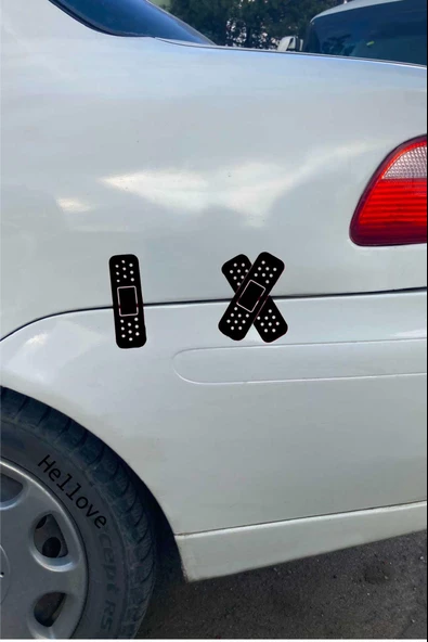 Yara Bandı Oto Araba Sticker İkili Set Düz ve Çapraz Delikli Yarabandı 13 cm Boyunda - 6
