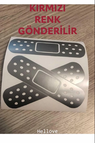 Yara Bandı Oto Araba Sticker İkili Set Düz ve Çapraz Delikli Yarabandı 13 cm Boyunda - 4